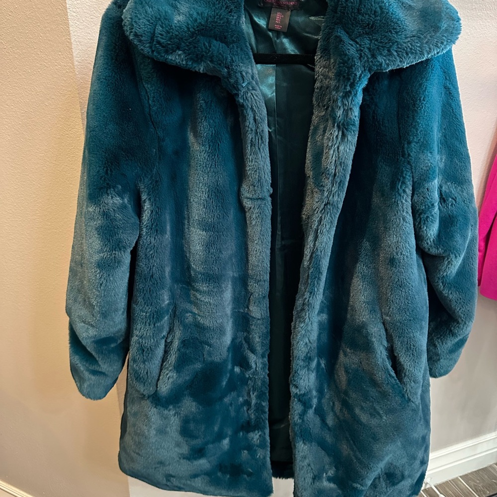 Teal Faux Fur Coat